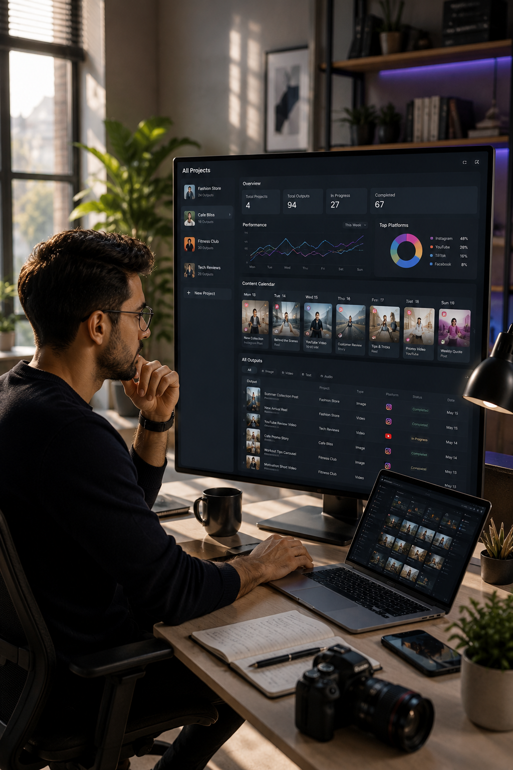 فریلنسر در حال کار با پنل مدیریت پروژهها